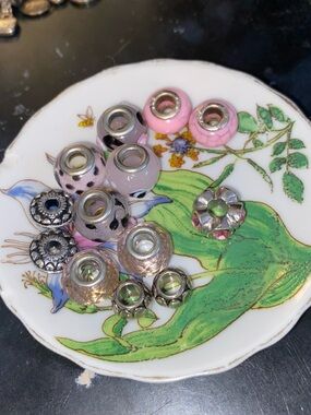 Pink and Silver European Charm Beads - Mixed Lot